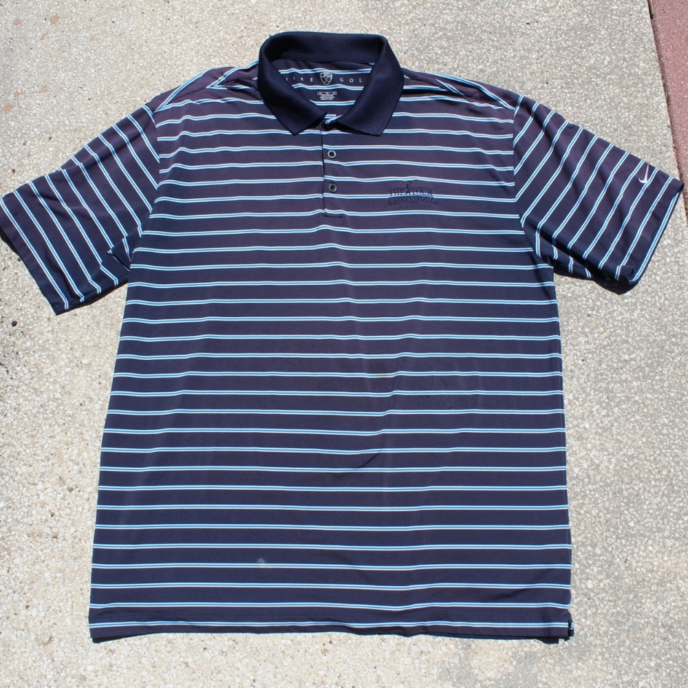 Nike Golf Blue, White, & Navy Stripped Pol…